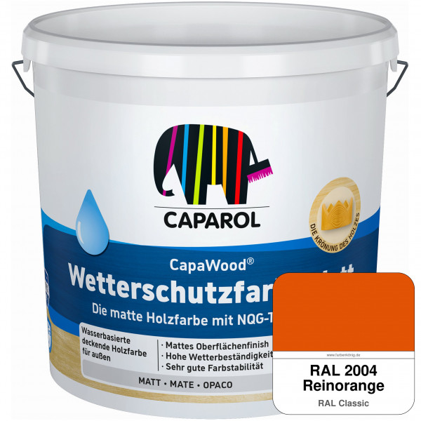 CapaWood® Wetterschutzfarbe Matt (RAL 2004 Reinorange) - ersetzt Capadur Wetterschutzfarbe Matt