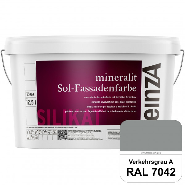 einzA mineralit Sol Fassadenfarbe (RAL 7042 Verkehrsgrau A) mineralische Fassadenfarbe mit Sol-Silik