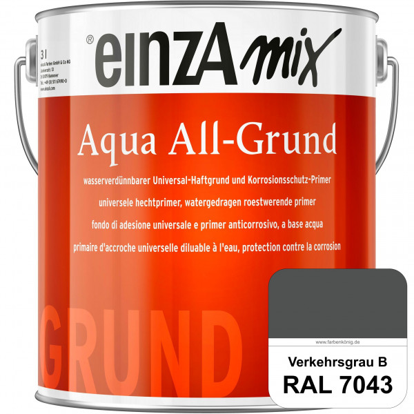 einzA Aqua All-Grund (RAL 7043 Verkehrsgrau B) Wasserverdünnbarer Haftgrund & Korrosionsschutz-Prime