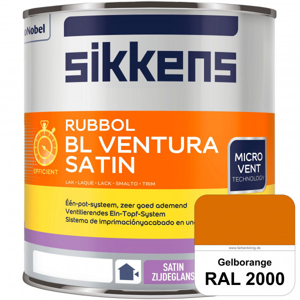 Rubbol BL Ventura Satin (RAL 2000 Gelborange) Seidenglanzlack (wasserbasiert) Fenster außen