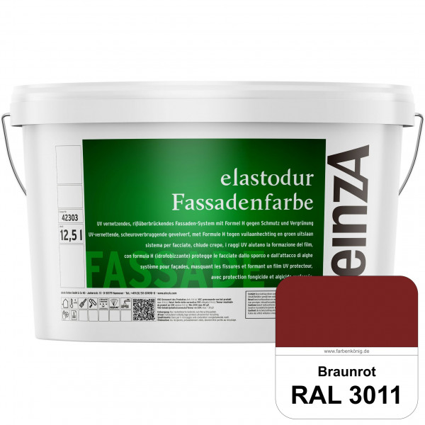einzA elastodur Fassadenfarbe (RAL 3011 Braunrot) UV-vernetzendes & rissüberbrückendes Fassadenfarbe