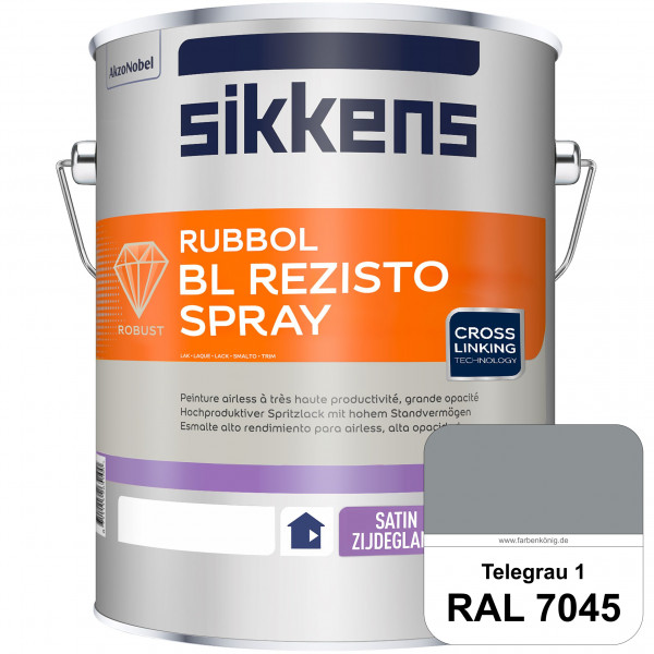 Rubbol BL Rezisto Spray (RAL 7045 Telegrau 1) Hochwertiger, strapazierfähiger Airlesslack für (innen