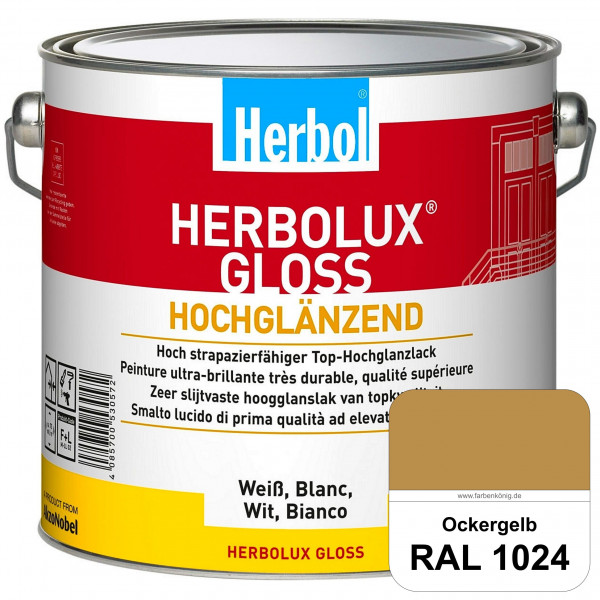 Herbolux Gloss (RAL 1024 Ockergelb) strapazierfähiger Top-Hochglanzlack (lösemittelhaltig) für innen