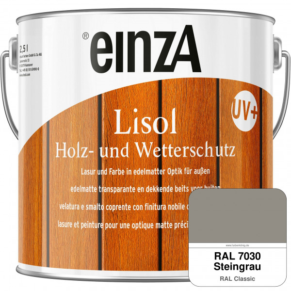 einzA Lisol Holz- und Wetterschutz Lasur und Farbe (RAL 7030 Steingrau)