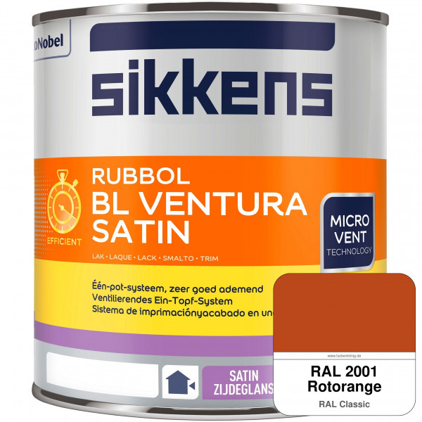 Rubbol BL Ventura Satin NEU (RAL 2001 Rotorange) Seidenglanzlack (wasserbasiert) Fenster außen