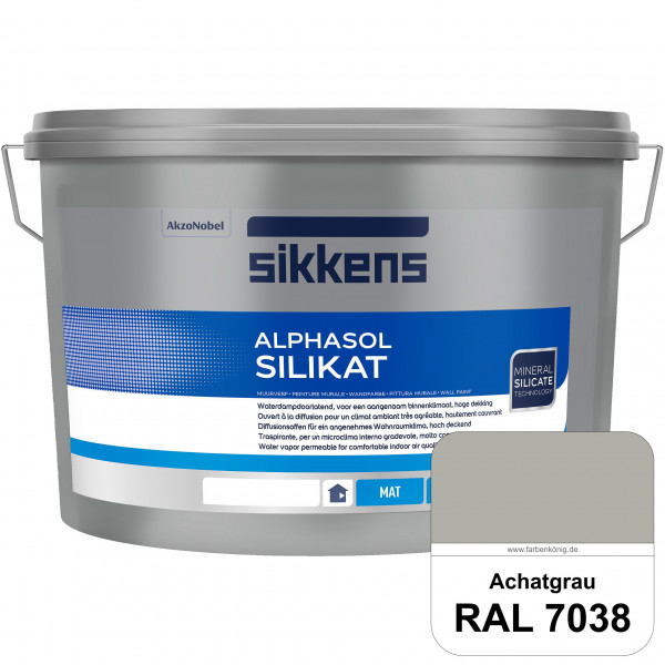 Alphasol Silikat (RAL 7038 Achatgrau) Extrem matte Premium Wandfarbe auf SOL-Silikatbasis