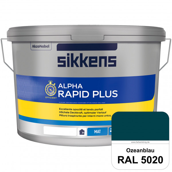 Alpha Rapid Plus (RAL 5020 Ozeanblau) Hochwertige & stumpfmatte Wandfarbe für mittlere Belastungen