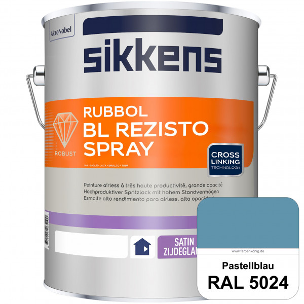 Rubbol BL Rezisto Spray (RAL 5024 Pastellblau) Hochwertiger, strapazierfähiger Airlesslack für (inne