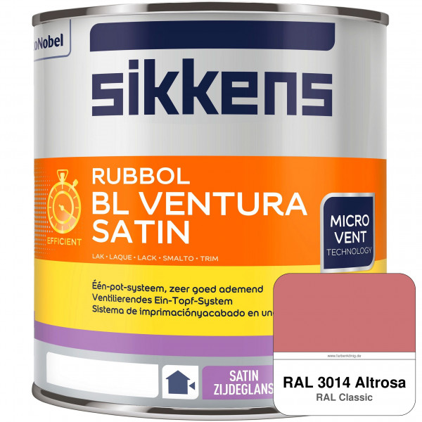 Rubbol BL Ventura Satin NEU (RAL 3014 Altrosa) Seidenglanzlack (wasserbasiert) Fenster außen