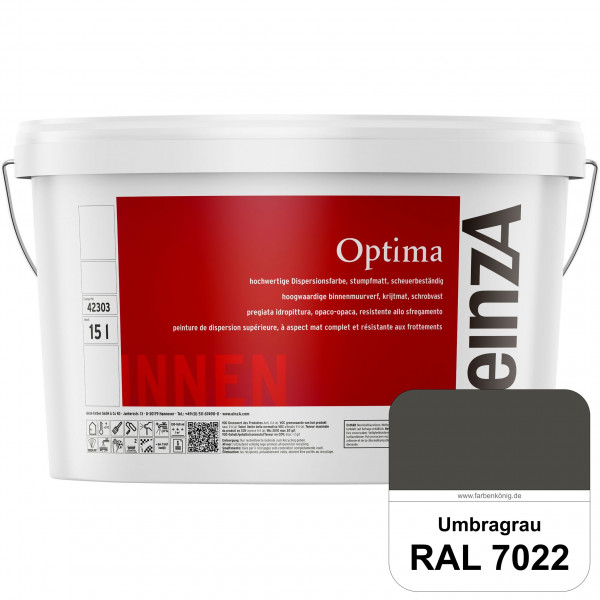einzA Optima (RAL 7022 Umbragrau) Stumpfmatte Dispersionsfarbe für hochwertige Anstriche