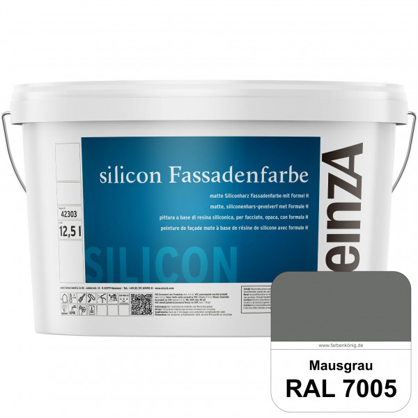 einzA silicon Fassadenfarbe (RAL 7005 Mausgrau) Hochwertige Siliconharz-Fassadenfarbe