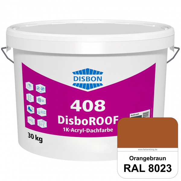 DisboROOF 408 1K-Acryl-Dachfarbe (RAL 8023 Orangebraun) Elastische Reinacrylatbeschichtung für Beton
