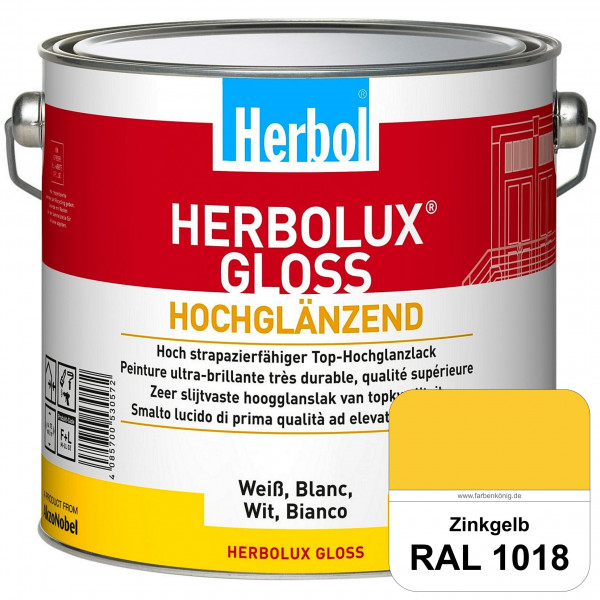 Herbolux Gloss (RAL 1018 Zinkgelb) strapazierfähiger Top-Hochglanzlack (lösemittelhaltig) für innen
