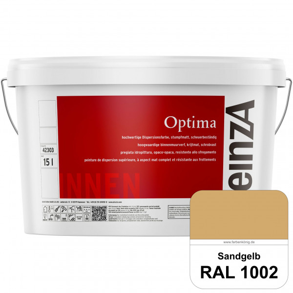 einzA Optima (RAL 1002 Sandgelb) Stumpfmatte Dispersionsfarbe für hochwertige Anstriche