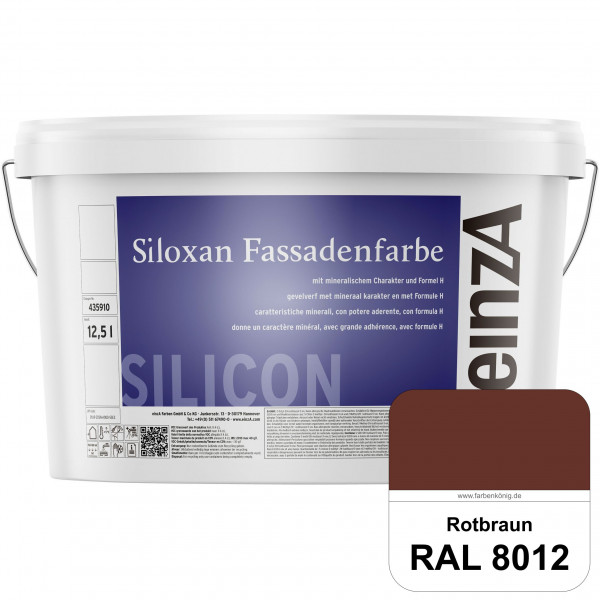 einzA Siloxan Fassadenfarbe (RAL 8012 Rotbraun) Siliconvergütete Fassadenfarbe