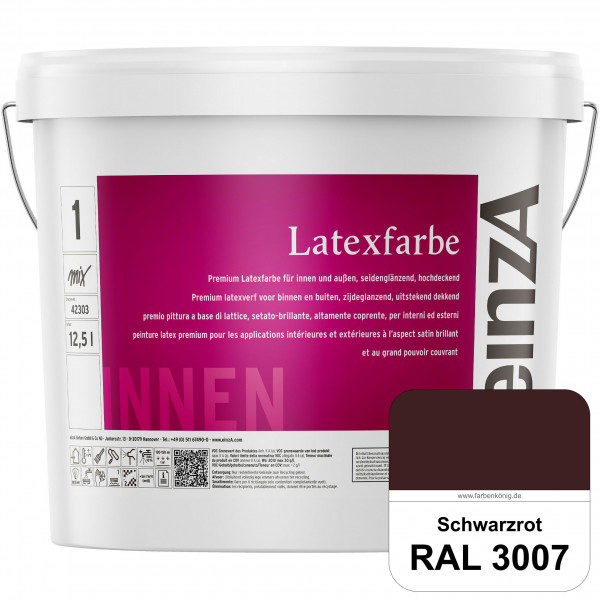 einzA Latexfarbe Premium (RAL 3007 Schwarzrot) Hochwertige scheuerbeständige seidenglänzende Latexfa