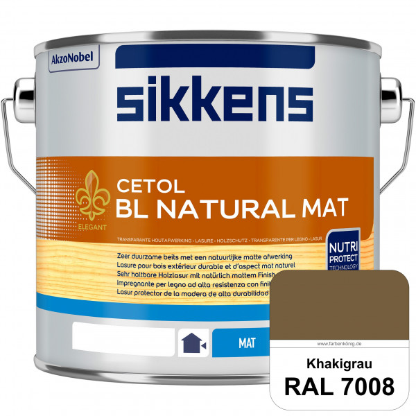 Cetol BL Natural Mat (RAL 7008 Khakigrau) Matte, wasserverdünnnbare Dünnschichtlasur