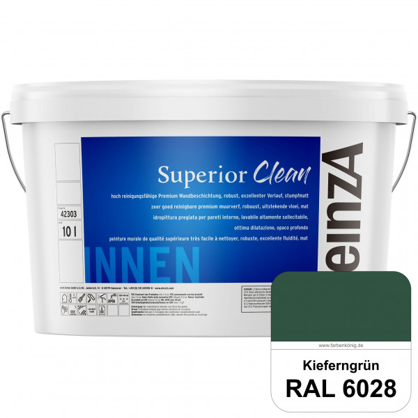 einzA Superior Clean (RAL 6028 Kieferngrün) Hoch reinigungsfähige, stumpfmatte Premium-Wandbeschicht