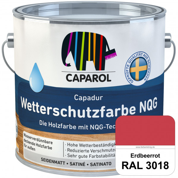 Capadur Wetterschutzfarbe NQG (RAL 3018 Erdbeerrot) Holzfarbe mit NQG-Technologie wasserbasiert für