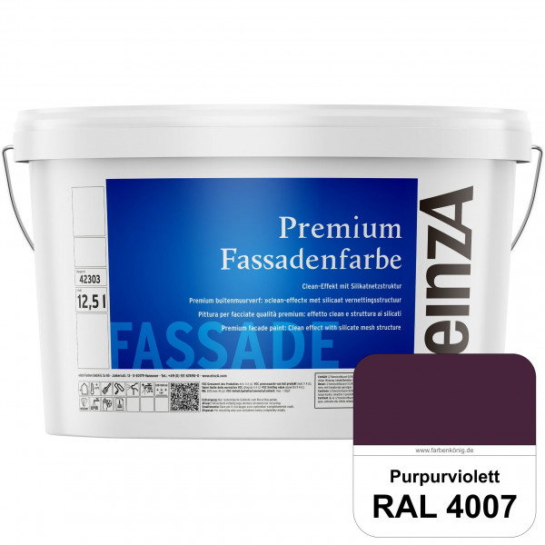 einzA Premium Fassadenfarbe (RAL 4007 Purpurviolett) Hochwertige Fassadenfarbe mit Clean-Effekt
