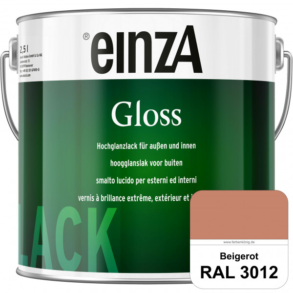 einzA Gloss (RAL 3012 Beigerot) Hochwertiger Alkydharzlack in Premium-Qualität, hochglänzend.