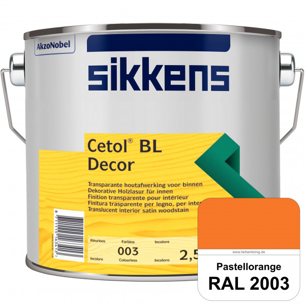 Cetol BL Decor (RAL 2003 Pastellorange) wasserbasierte & seidenglänzende Dünnschichtlasur für innen
