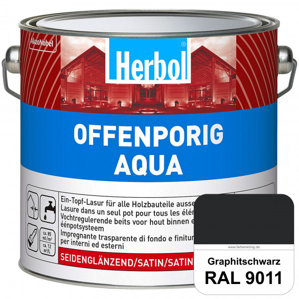 Offenporig Aqua (RAL 9011 Graphitschwarz) Wasserverdünnbar & hochwertige Ein-Topf-Holzlasur - Feucht