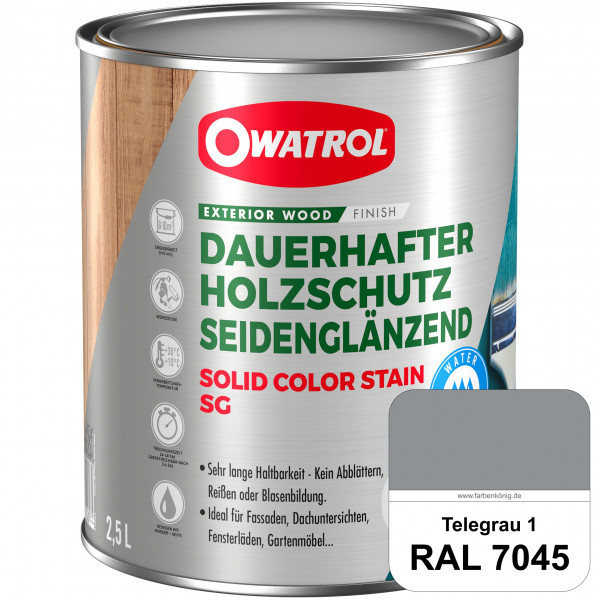 Solid Color Stain SG (RAL 7045 Telegrau 1) deckende und seidenglänzende Wetterschutzfarbe außen
