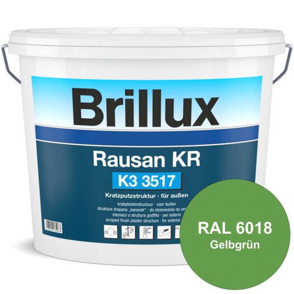 Rausan KR K3 3517 mit Protect (RAL 6018 Gelbgrün) Organisch gebundener Kratzputz für wetterbeständig
