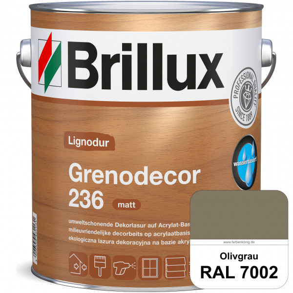 Grenodecor 236 (RAL 7002 Olivgrau) Umwelt- und gesundheitsschonende, diffusionsfähige Dekorlasur mit