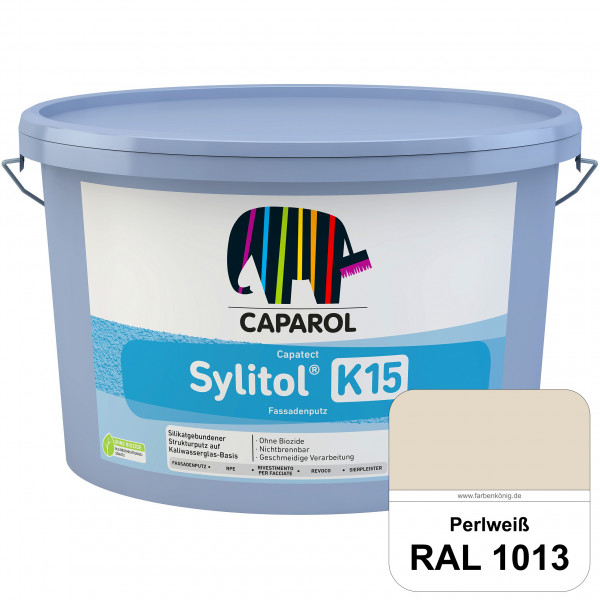 Capatect Sylitol Fassadenputz K15 (RAL 1013 Perlweiß) Silikatisch gebundener Strukturputz nach DIN E