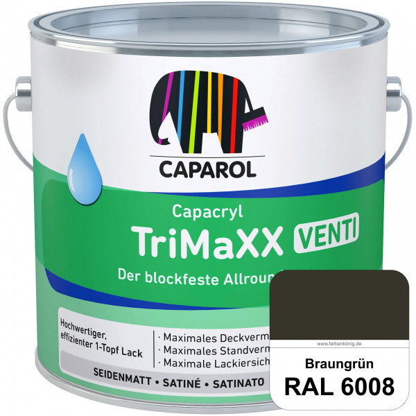 Capacryl TriMaXX Venti (RAL 6008 Braungrün) Der blockfeste Allrounder für Fenster & Türen