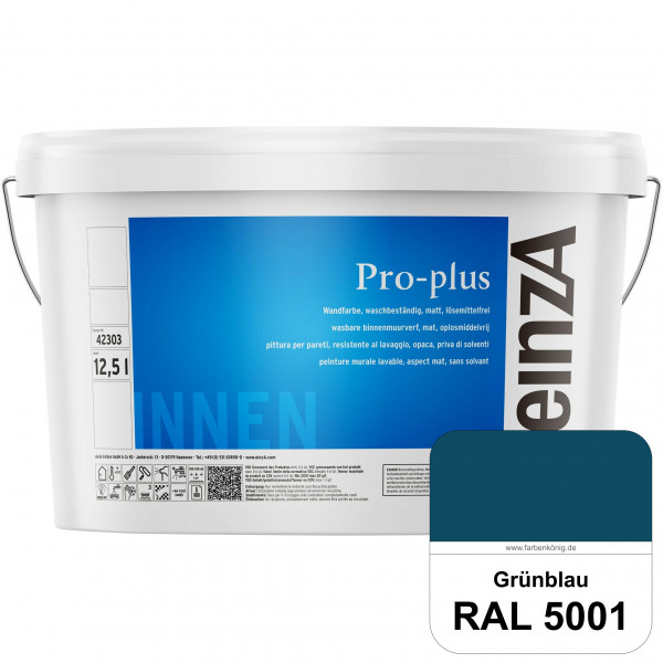 einzA Pro-plus (RAL 5001 Grünblau) Lösemittelfreie waschbeständige Kunststoff-Dispersionsfarbe