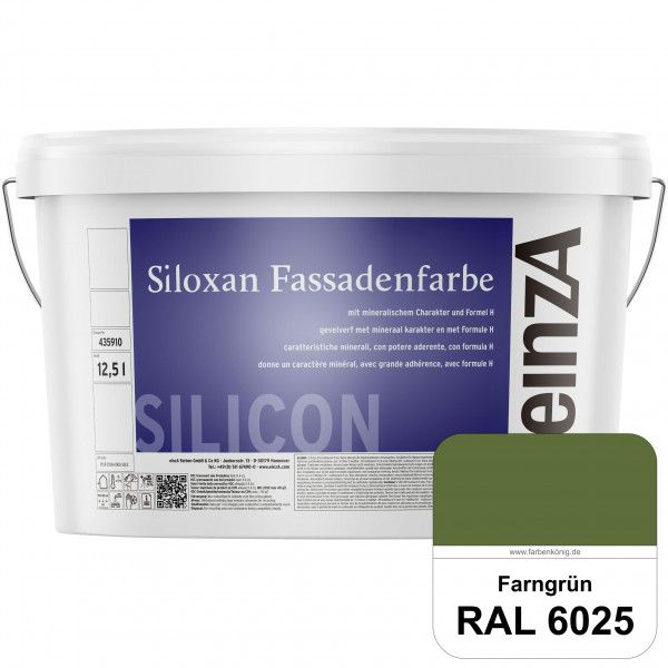einzA Siloxan Fassadenfarbe (RAL 6025 Farngrün) Siliconvergütete Fassadenfarbe