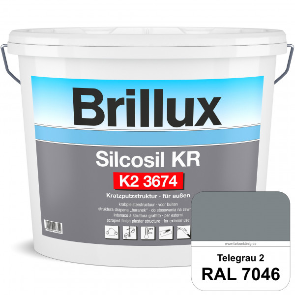 Silcosil KR K2 3674 (RAL 7046 Telegrau 2) siliconverstärkter Dekorputz, Kratzputzstruktur, wetterbes