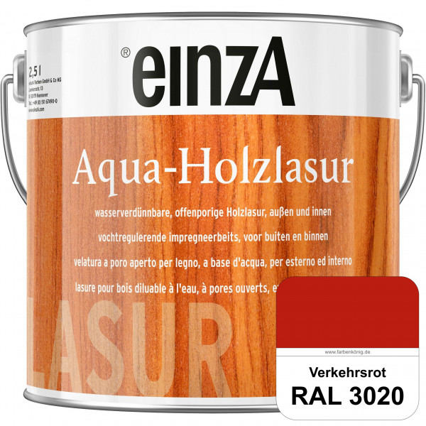 einzA Aqua-Holzlasur (RAL 3020 Verkehrsrot) wasserverdünnbare offenporige Holzlasur für Holzbauteile