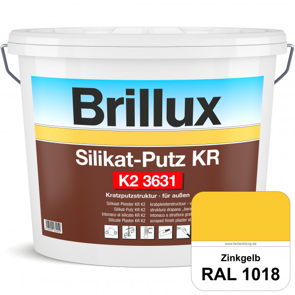Silikat-Putz KR K2 3631 (RAL 1018 Zinkgelb) Dekorativer Kratzputz auf Silikatbasis