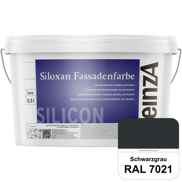 einzA Siloxan Fassadenfarbe (RAL 7021 Schwarzgrau) Siliconvergütete Fassadenfarbe