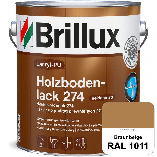 Lacryl-PU Holzbodenlack 274 (RAL 1011 Braunbeige) hochwertige & widerstandsfähige, deckende Versiege