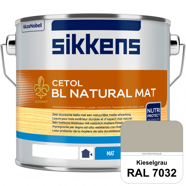 Cetol BL Natural Mat (RAL 7032 Kieselgrau) Matte, wasserverdünnnbare Dünnschichtlasur
