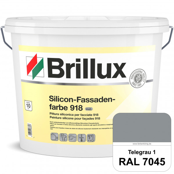 Silicon-Fassadenfarbe 918 (RAL 7045 Telegrau 1) matt, hoch wetterbeständig und wasserabweisend
