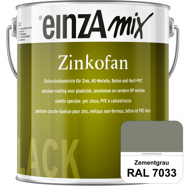 einzA Zinkofan (RAL 7033 Zementgrau) Hoch wetterbeständiges "Dickschicht-1-Topf-System"