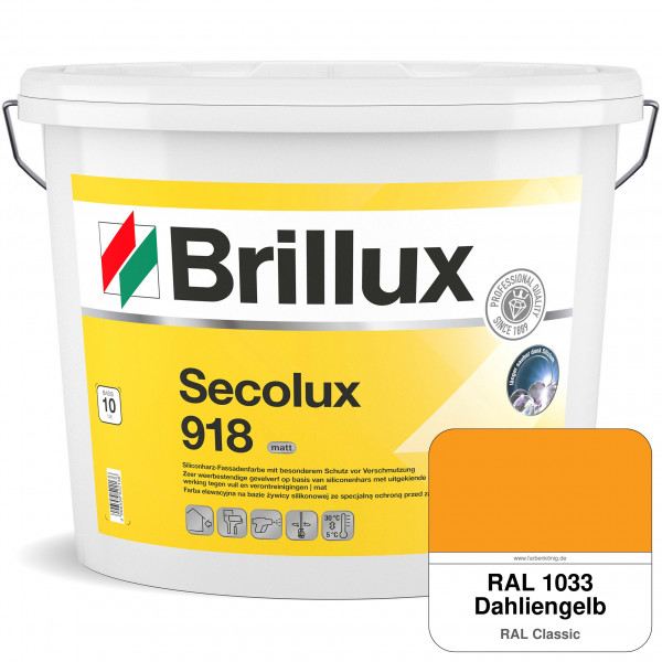 Secolux 918 TSR-Formel (RAL 1033 Dahliengelb) für den Einsatz auf WDVS - ehemals Silicon-Fassadenfar