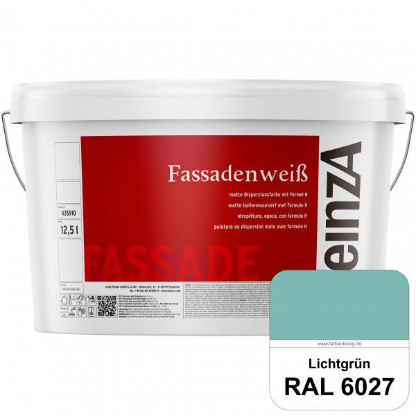 einzA Fassadenweiß (RAL 6027 Lichtgrün) Sil-Fassadenfarbe gegen Schmutz & Vergrünung