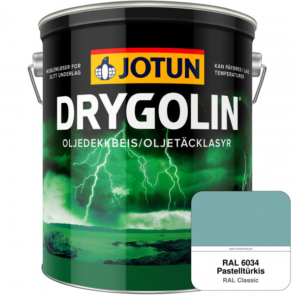 DRYGOLIN Oljedekkbeis - Deckende & wetterbeständige Öllasur für Außen (RAL 6034 Pastelltürkis)