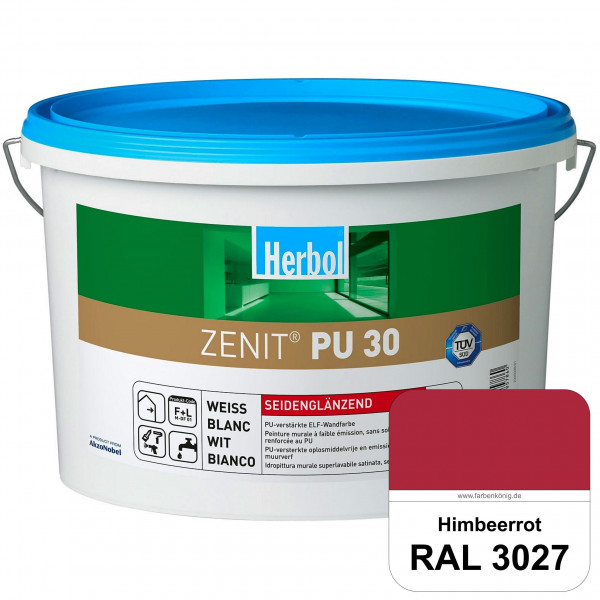 Zenit PU 30 (RAL 3027 Himbeerrot) seidenglänzende und strapazierfähige PU-Wandfarbe
