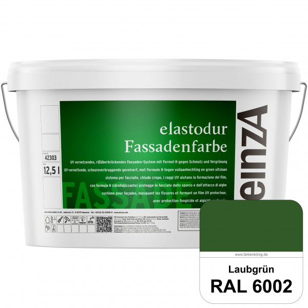einzA elastodur Fassadenfarbe (RAL 6002 Laubgrün) UV-vernetzendes & rissüberbrückendes Fassadenfarbe