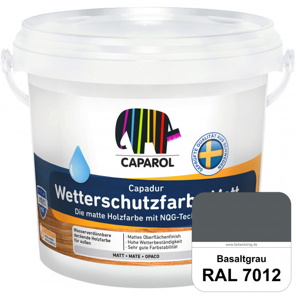 Capadur Wetterschutzfarbe Matt (RAL 7012 Basaltgrau) matte Holzfarbe mit NQG-Technologie für außen