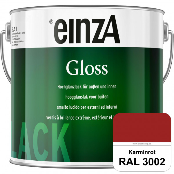 einzA Gloss (RAL 3002 Karminrot) Hochwertiger Alkydharzlack in Premium-Qualität, hochglänzend.
