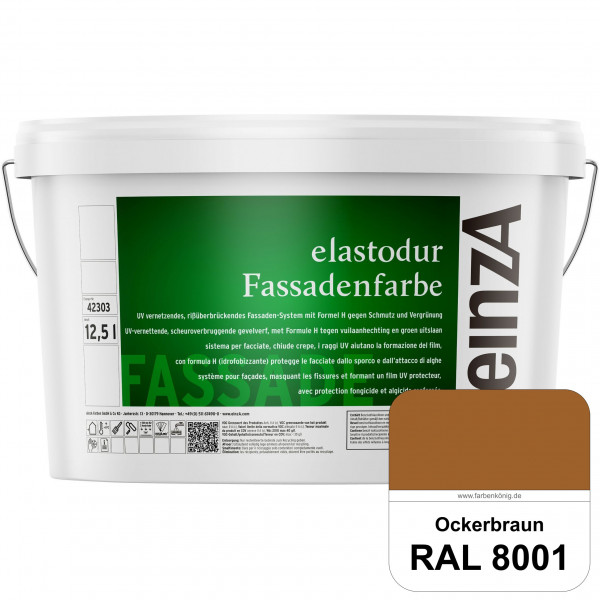 einzA elastodur Fassadenfarbe (RAL 8001 Ockerbraun) UV-vernetzendes & rissüberbrückendes Fassadenfar